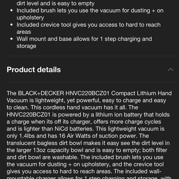 NWT: BLACK+DECKER Compact Lithium
Handheld Vacuum - Gray - Picture 15 of 16